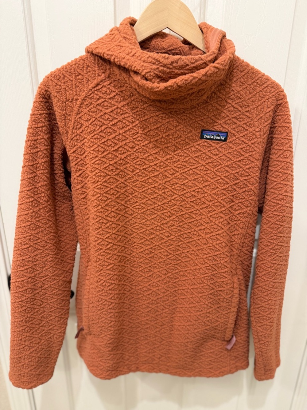 Patagonia Women's Rust Orange Textured Cowl Neck Pullover